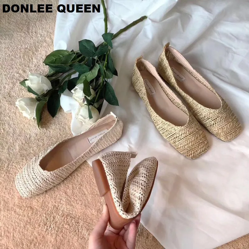 DONLEE QUEEN/женские балетки на плоской подошве модные плетеные летние туфли с