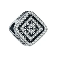 authentic 925 sterling silver charm bead geometry line crystal beads for original pandora charm bracelets bangles jewelry