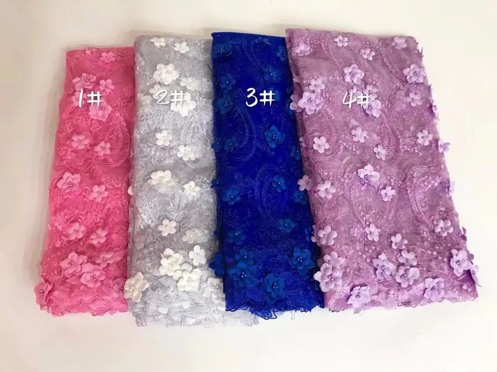 

2018 Latest French Nigerian Laces Fabrics High Quality Tulle Beads African Laces Fabric Pink Wedding Party JYN109