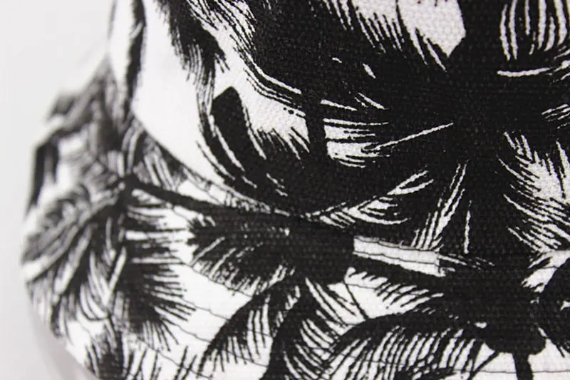 

LDSLYJR 2020 Cotton Coconut tree print Both sides Bucket Hat Fisherman Hat outdoor travel hat Sun Cap Hats for Men and Women 27