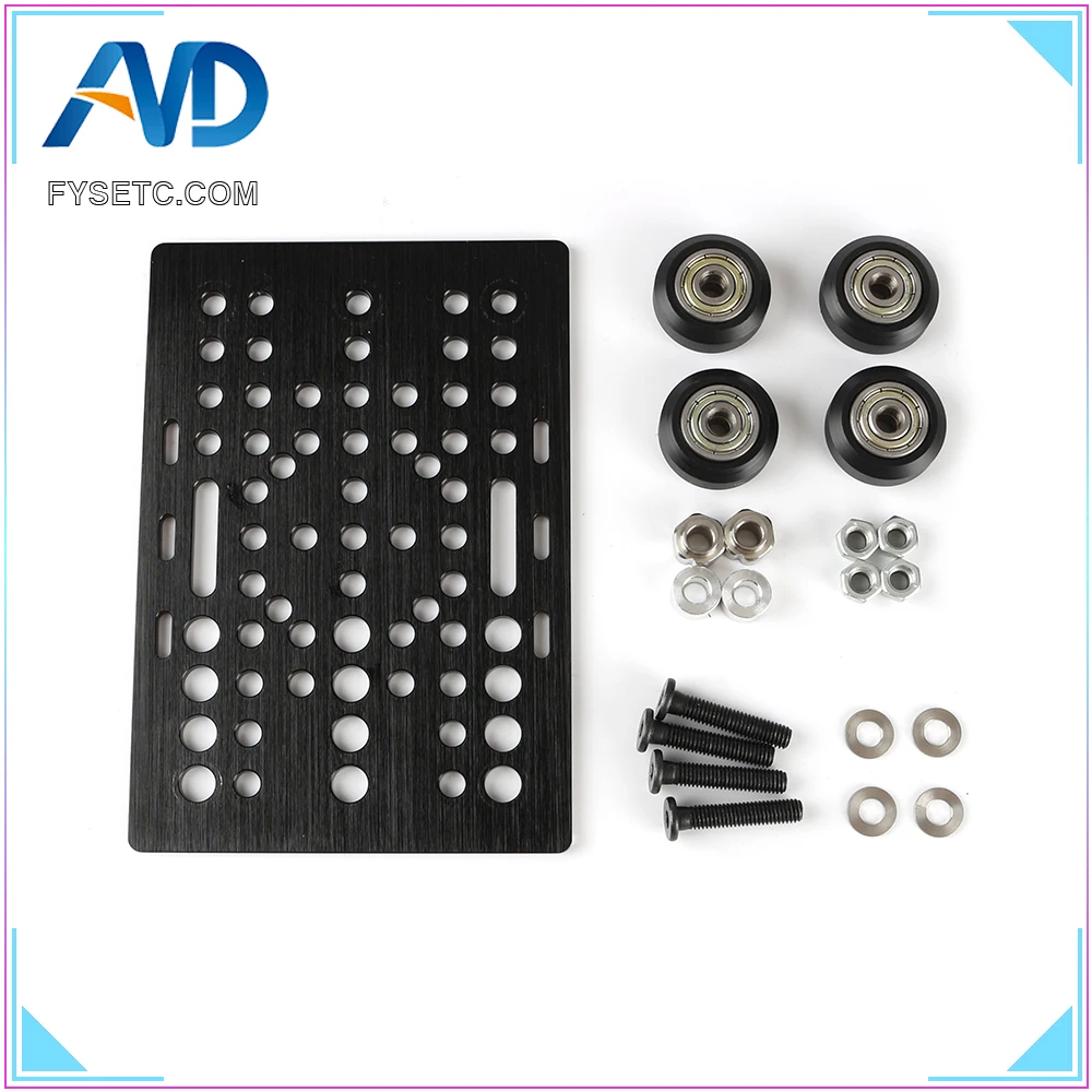 Aluminium V-Slot Gantry Plate 20 - 80mm With 4pcs Black/Transparent Solid V Wheel Kit For Openbuilds CNC Machine Part | Компьютеры и