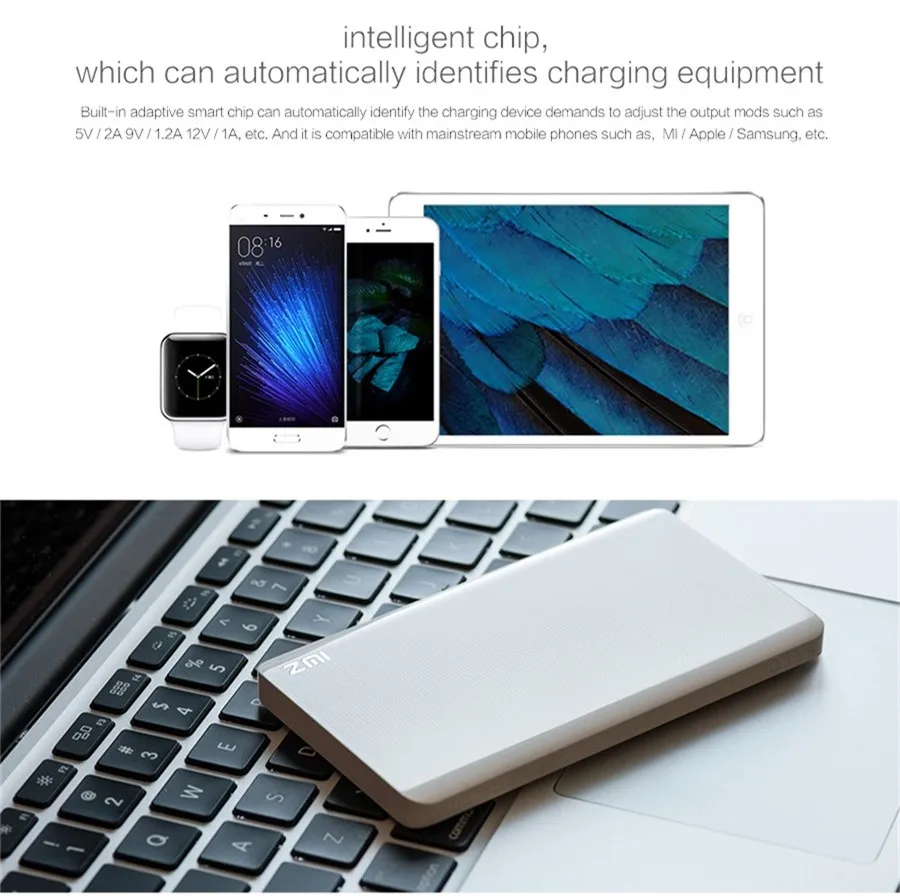 Xiaomi ZMI 5000 mAh банк питания xiaomi внешний аккумулятор Портативная зарядка