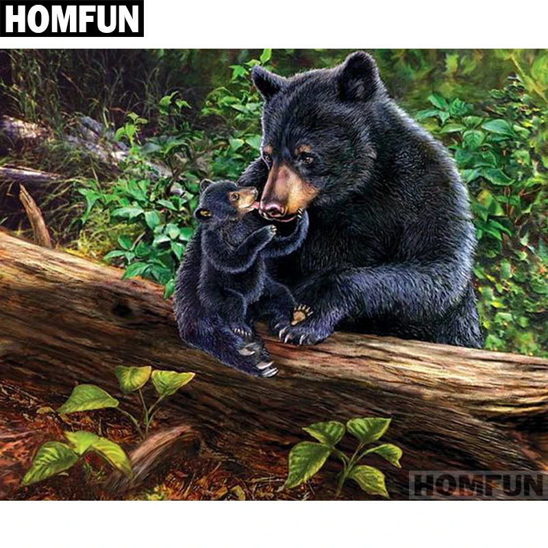 Алмазная живопись HOMFUN A01315 полноразмерная/круглая вышивка Медведь 5D сделай сам
