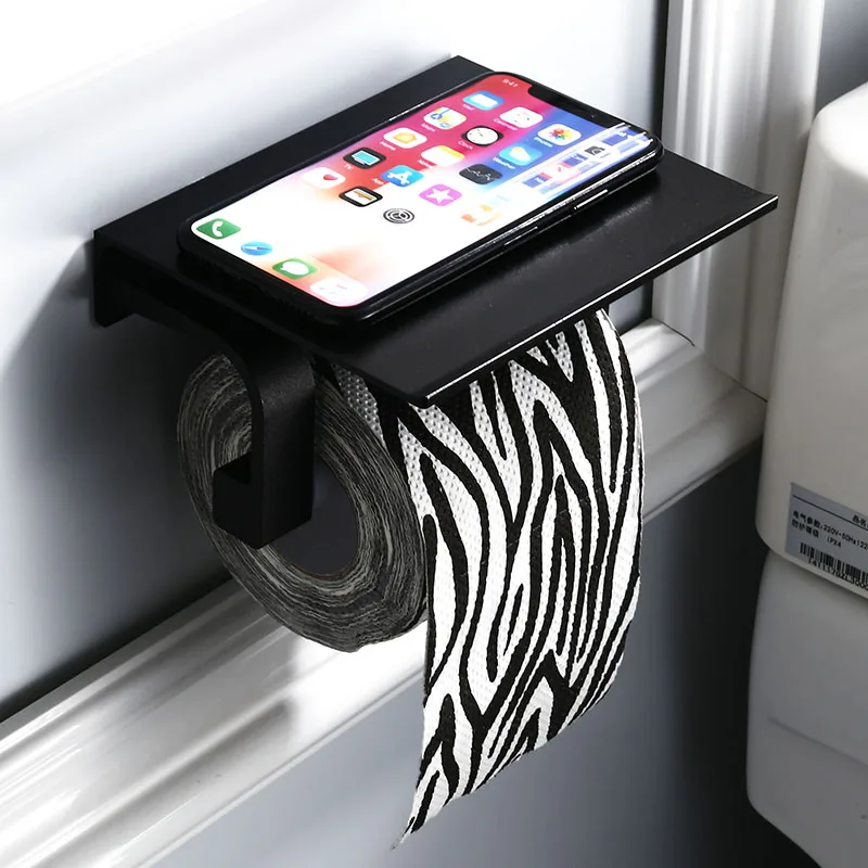 

Paper Towel Holder Black Hotel Toilet Creative Roll Holder Aluminum Bathroom Shelf Bathroom Pendant Set Simple 8601