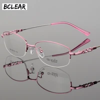 bclear 2018 fashion women glasses frame memory alloy eyeglasses half frame vintage clear lens glasses optical spectacle frame