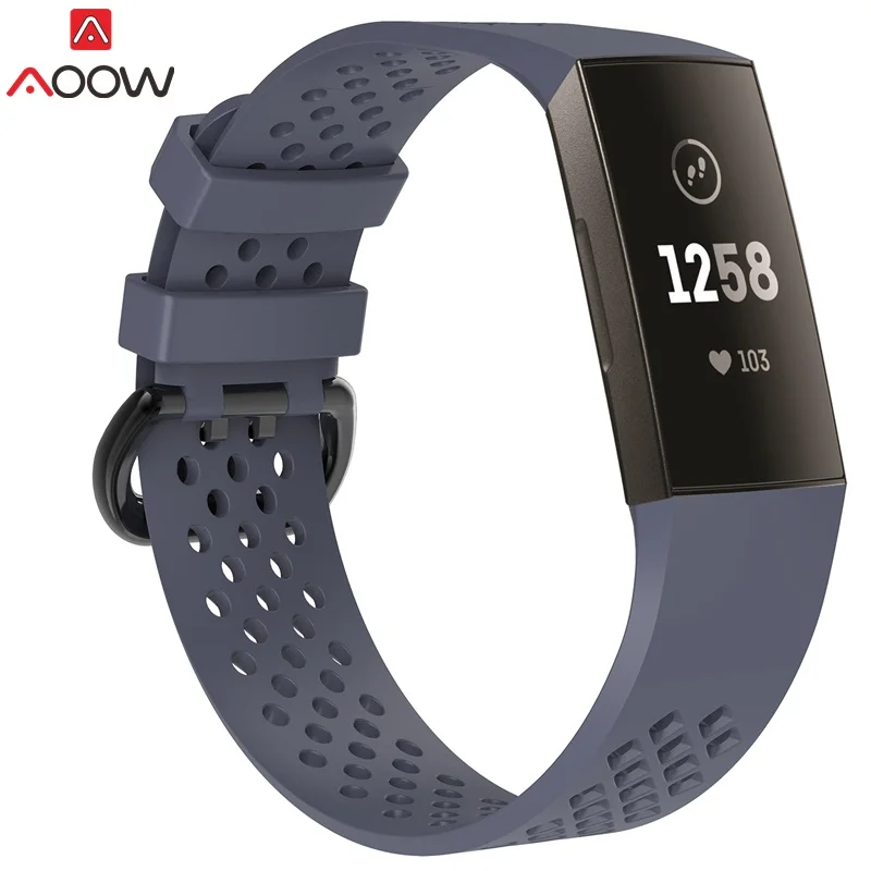 AOOW ремешок для часов Fitbit Charge 3 мягкий сменный Браслет наручных часов Ремешок для умных часов Наручные Ремни спортивные силиконовые ремешки для часов