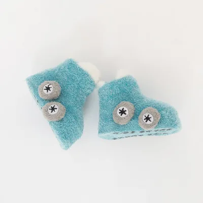blue Детские носки из кораллового флиса Милые Носки с рисунком машины для маленьких девочек мягкие зимние теплые носки для новорожденных мальчиков - Цвет: blue