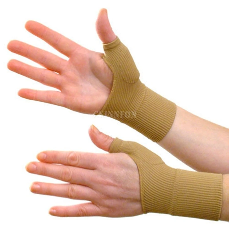 

400Pcs/Lot 200Pair Therapy Gloves Gel Filled Thumb Hand Wrist Support Arthritis Compression Raynaud (Color: Nude)