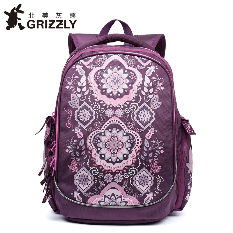 Модные детские рюкзаки GRIZZLY школьные сумки для девочек водонепроницаемые и