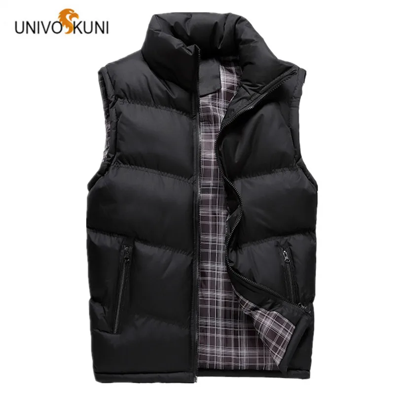 

UNIVOS KUNI New Autumn Winter Man Vests Leisure Fashion Feather Cotton Warm Sleeveless Jackets Man Outerwear Coats Q5159
