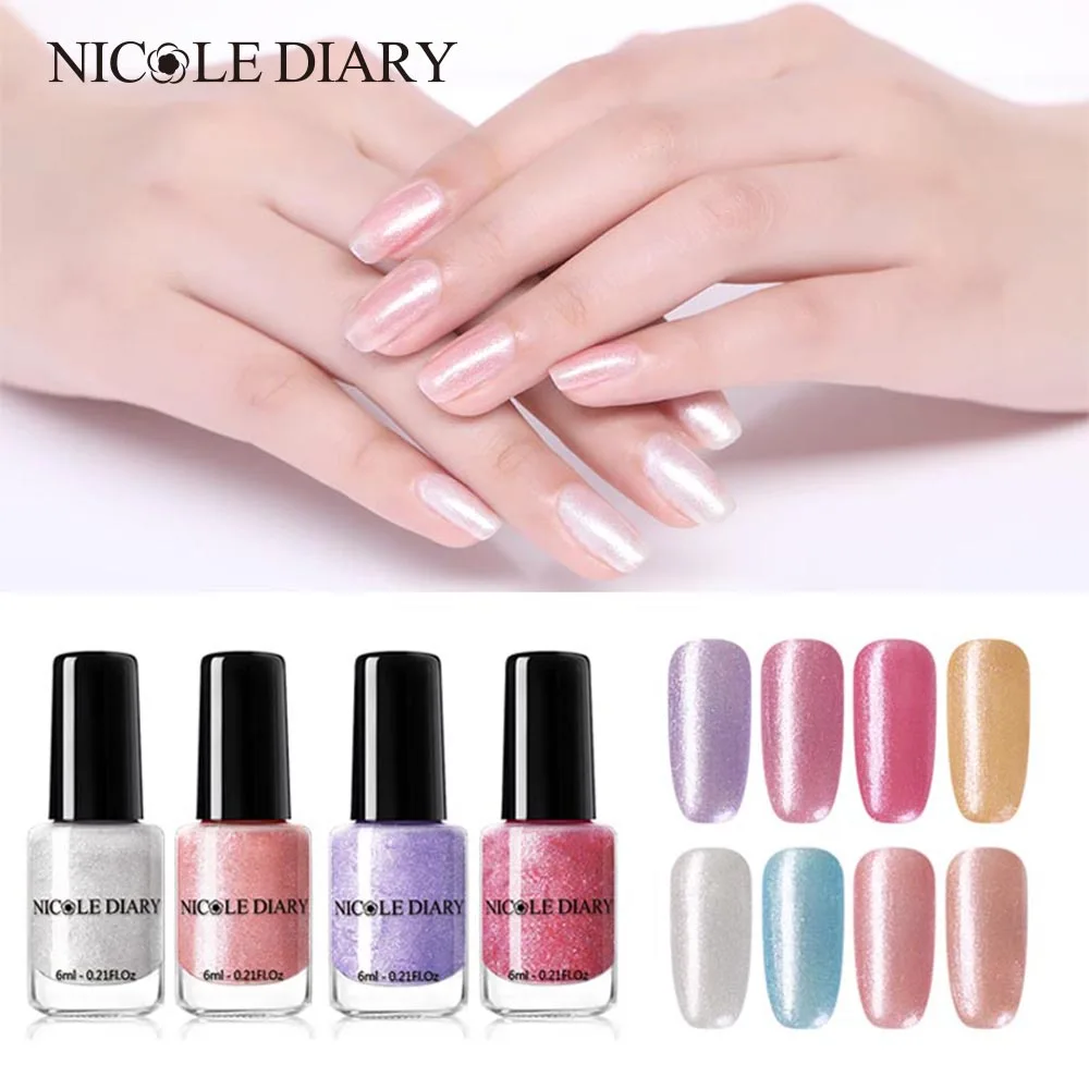Лак для ногтей NICOLE DIARY 6 мл блестящий перламутровый лак на водной основе
