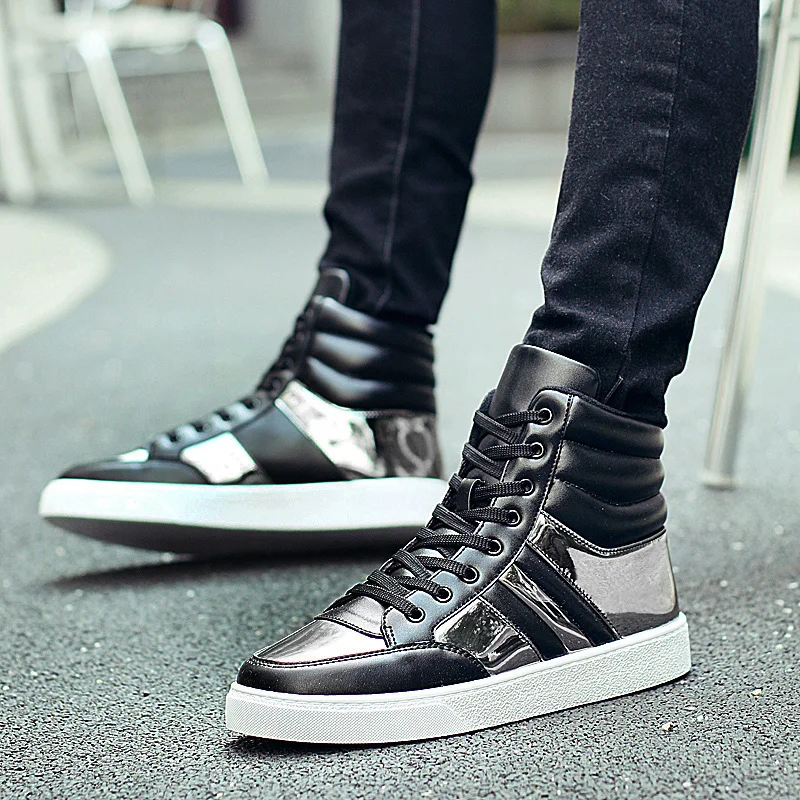 Мужские высокие кроссовки на платформе в стиле хип хоп плоской подошве Харадзюку