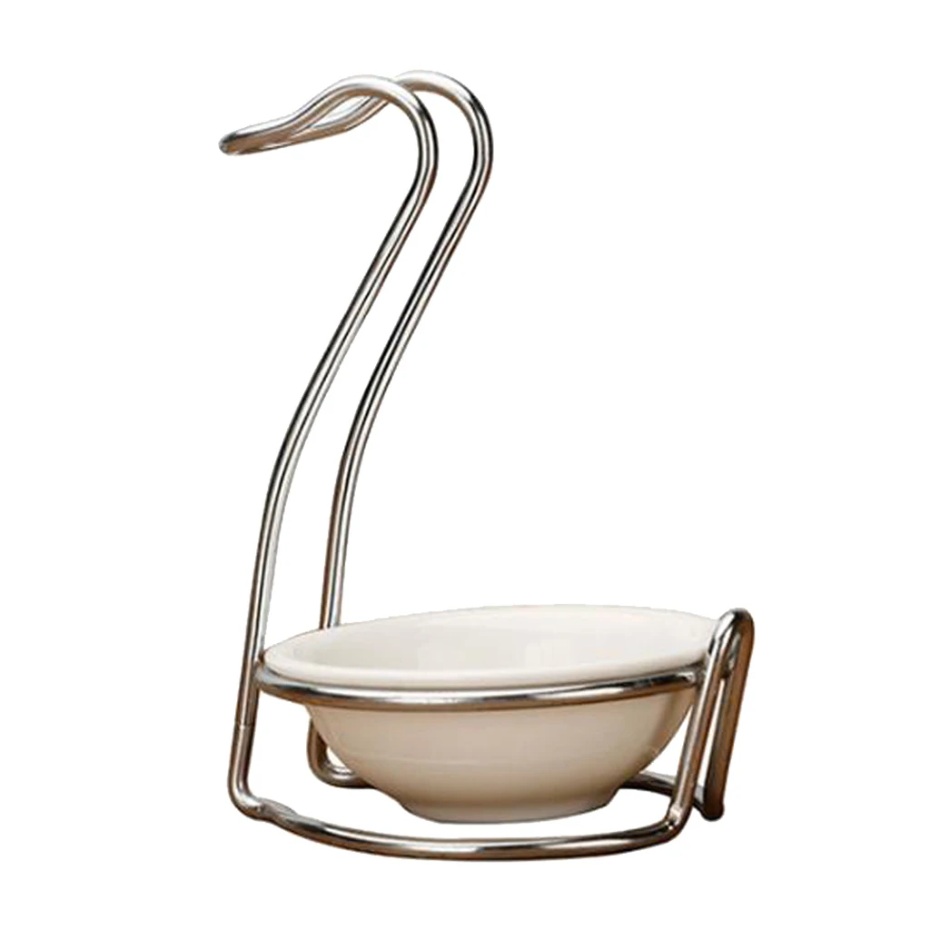 Swan shape Современный белый керамический кухонный ковш, подставка для ложки, держатель с полированной стойкой из нержавеющей стали, подставка для ложки, зажимы, держатель, кухонные инструменты - Цвет: Swan shape