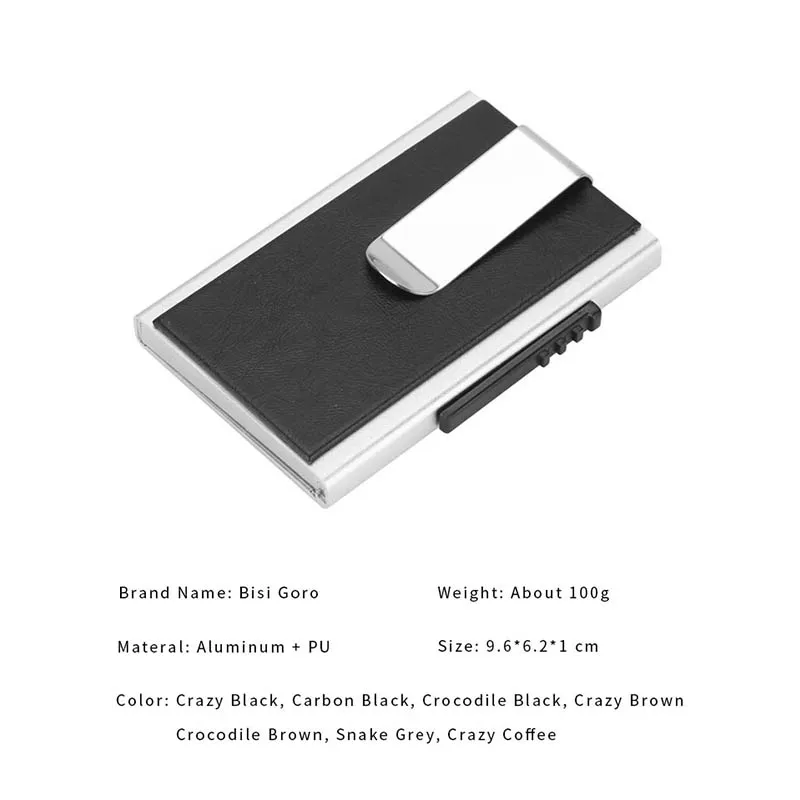 BISI GORO 2018 New Men&Women Aluminum Alloy Card Holder Fashion RFID Credit Antitheft PU Leather Business Unisex | Багаж и сумки