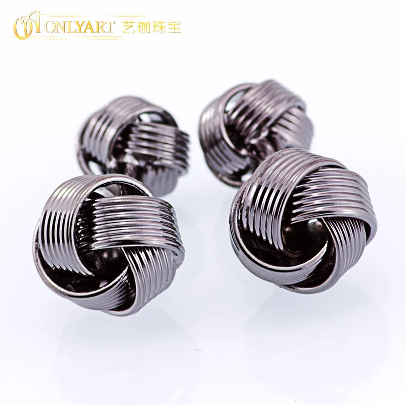 Запонки с двумя узлами французская рубашка мужские аксессуары запонки черным