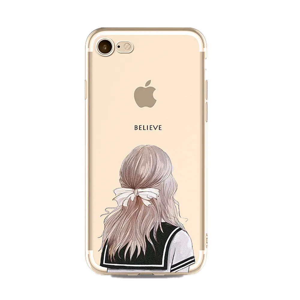 Vaki Для Apple iPhone 6 s 7 Плюс Дело Окрашенные Красивая девушка Мягкий силиконовые ТПУ