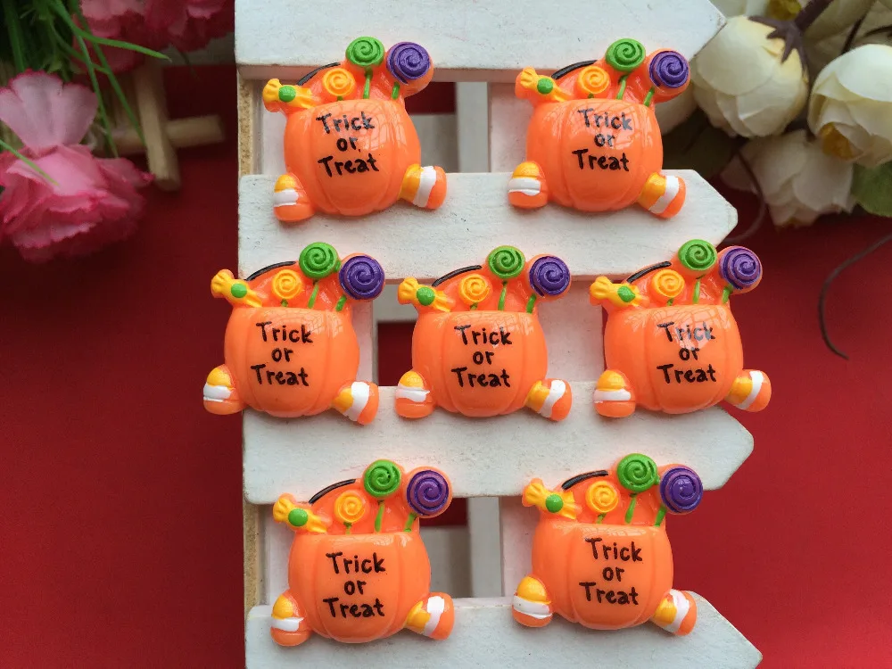 Бесплатная доставка! Смолы на Хэллоуин с надписью trick или treat смолы Flatback детей