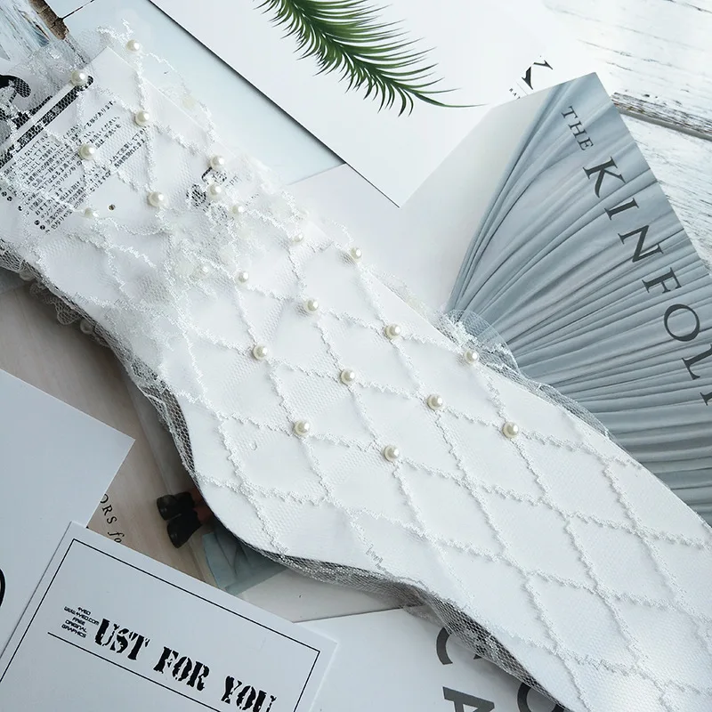 white pearl Сексуальные кружевные сетчатые носки в сеточку, прозрачные эластичные носки по щиколотку из волокна, женские ультратонкие крутые носки с жемчугом, уличная одежда - Цвет: white pearl
