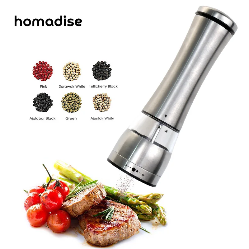 Нержавеющая сталь электрическая автоматическая мельница для соли и перца