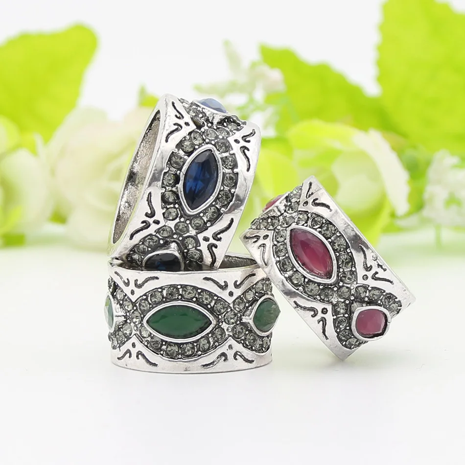 Женское кольцо на палец Винтажное серебряного цвета с разноцветным покрытием из