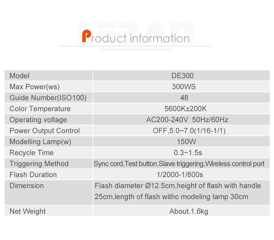 Godox DE300 300W компактная студийная вспышка светильник мерцающий светильник ing фонаря ламповый патрон