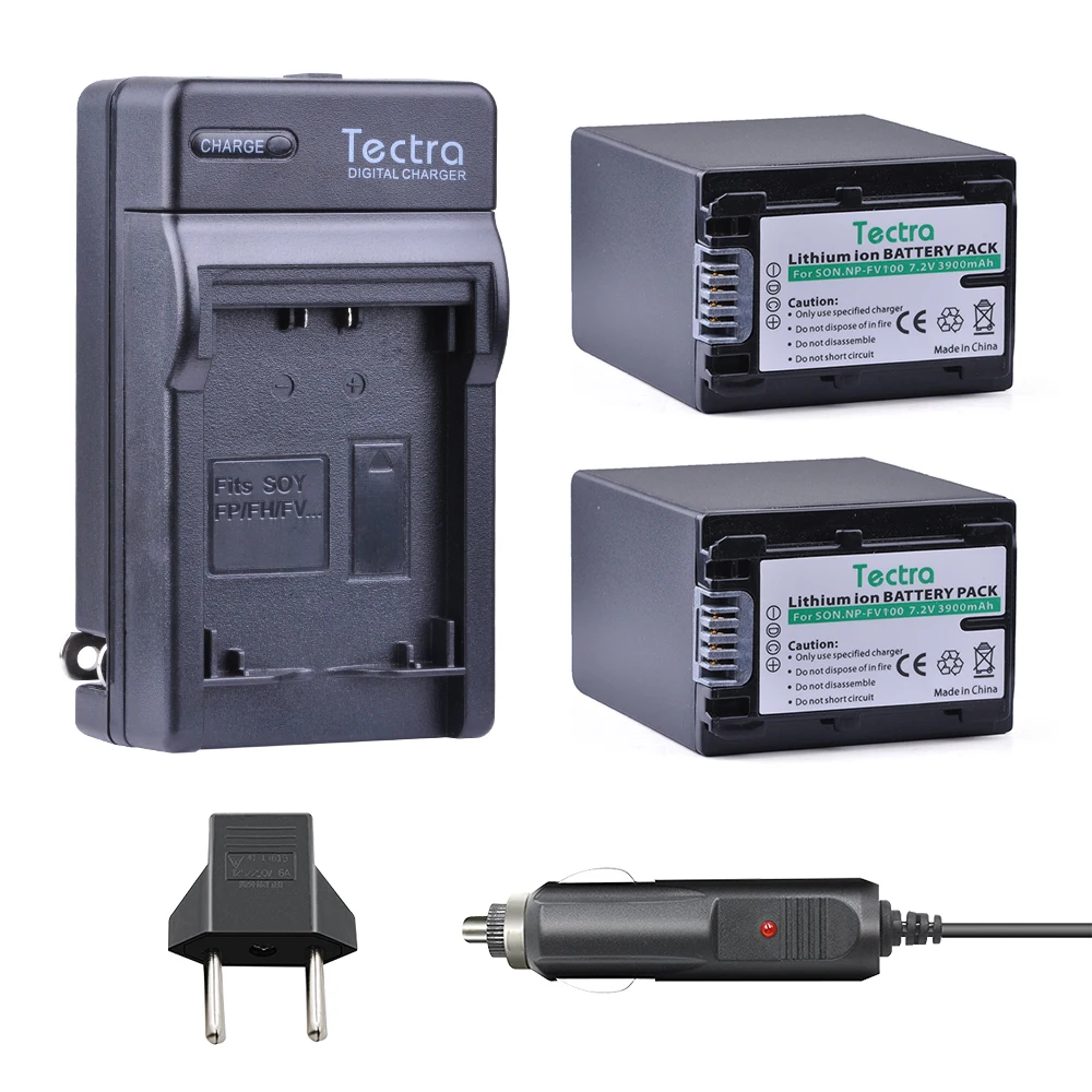 Tectra 2PCS NP FV100 3900mAh литий ионная батарея для камеры + Цифровое зарядное устройство