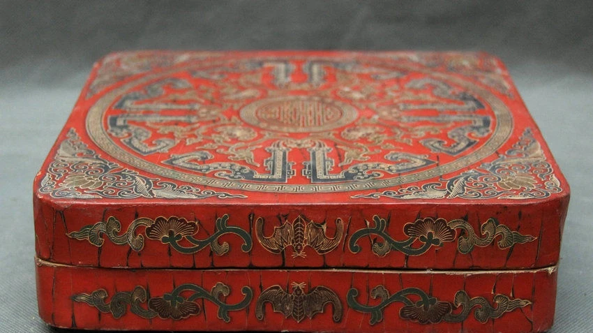 Старый Помечено Китай Династии Деревянные Лакированные Дворец Цветок Puton Макияж