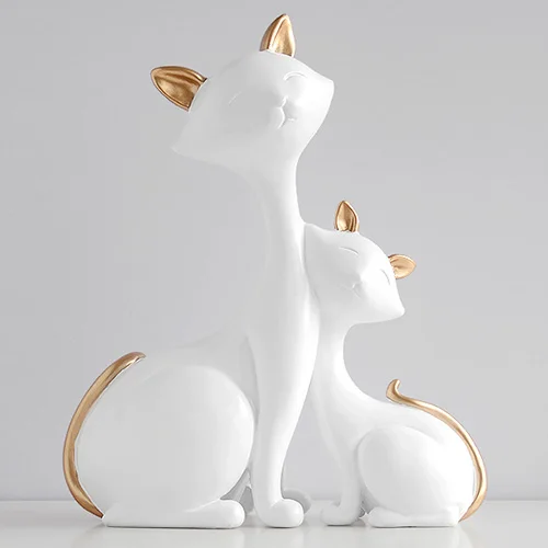 Статуэтки кошки из смолы, миниатюрные Декоративные животные, Настольные Подарочные статуя кота, украшения для дома, аксессуары для гостиной - Цвет: White