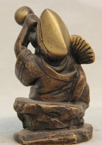 SCY 207 @ g + 4 &quotСтарый китайский буддийский из бронзы сидение Ji Gong Mad Monk Buddha immortal Fan