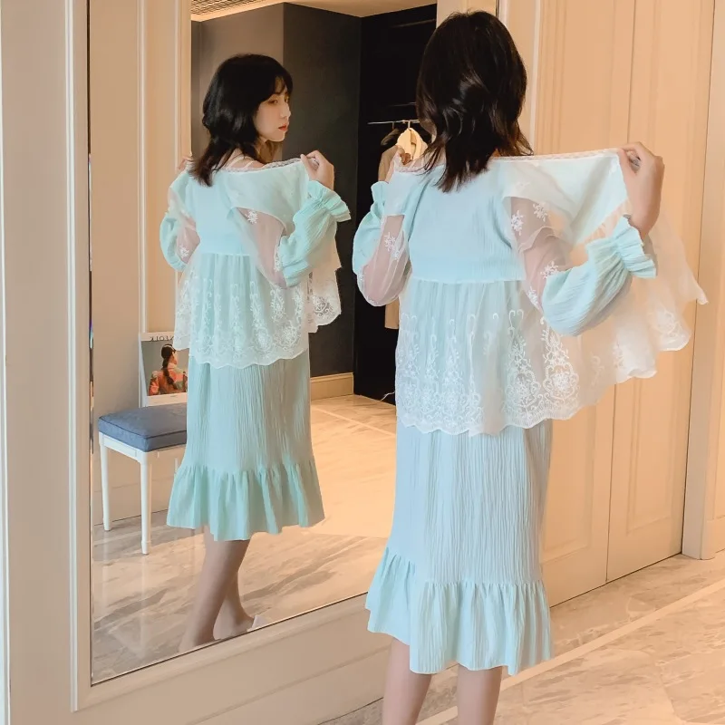 Ночные рубашки ночные 2019 ночная одежда кружевная Домашняя Женская пикантная