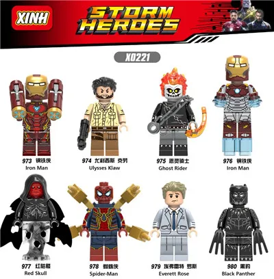Одинарный Железный человек Человек паук Черная пантера Ulysses Klaw Ghost Rider красный