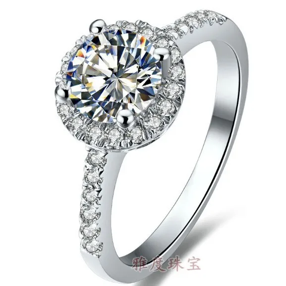 Круглые украшения Halo Style 0.5Ct nscd красивый бриллиант кольцо из стерлингового серебра Pt950 с платиновым