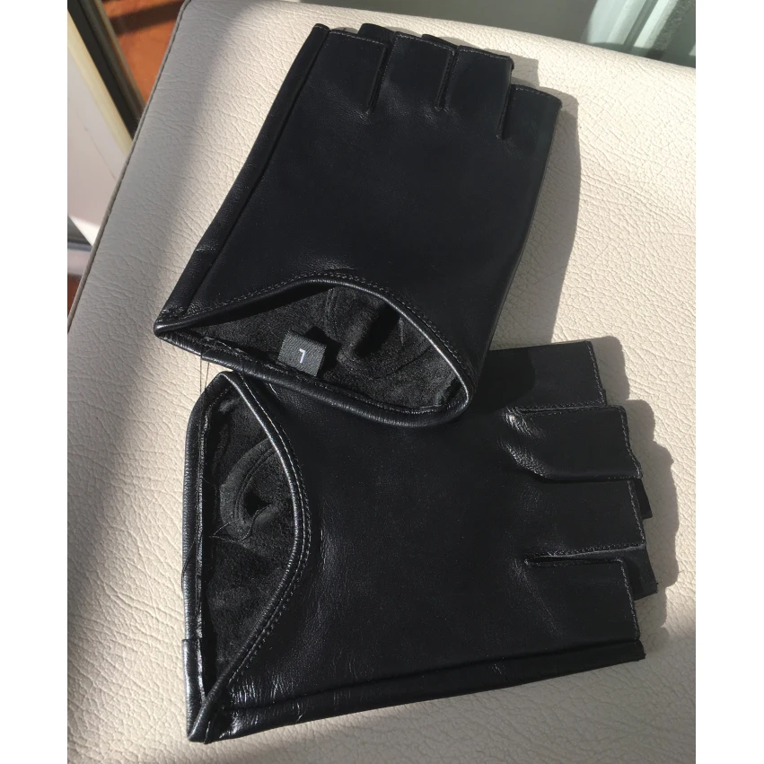 Женские перчатки из натуральной козьей кожи полупальцевые без подкладки