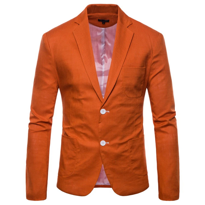 FFXZSJ мужские 2018 льняная дышащая однобортный пиджак Slim Fit мужской костюм пальто
