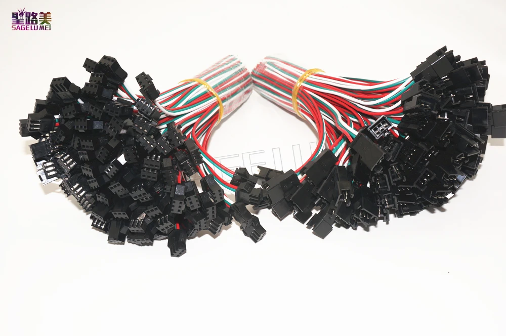 100 пар 3 контакта JST SM Разъемы для WS2812B WS2811 WS2812 RGB Светодиодная лента гнездо штырь|3