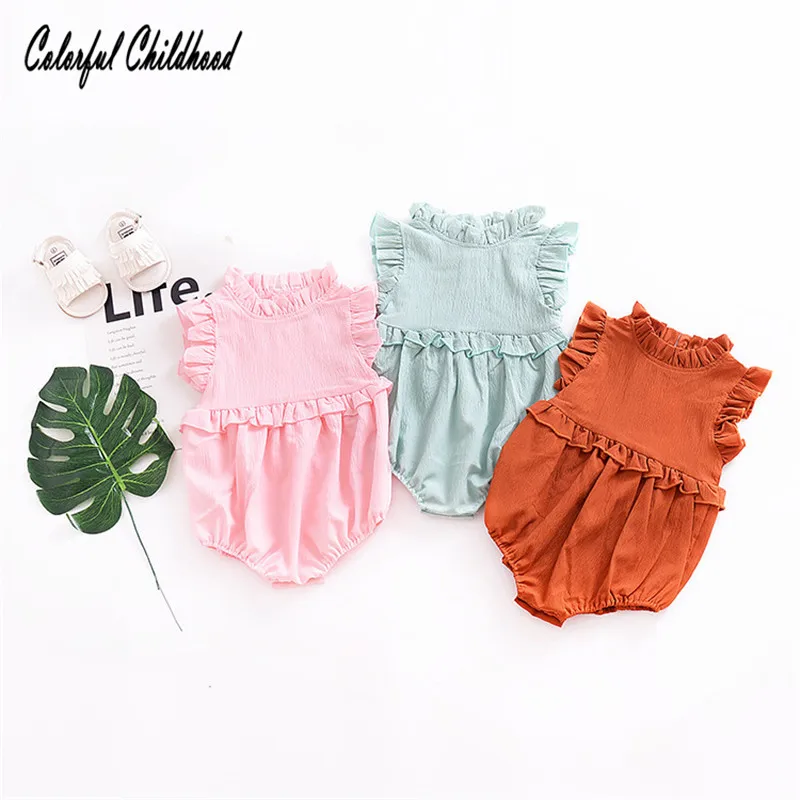 

Hot Baby Girl Summer Romper Cute Flower Sleeve Infant clothes 0-24M
