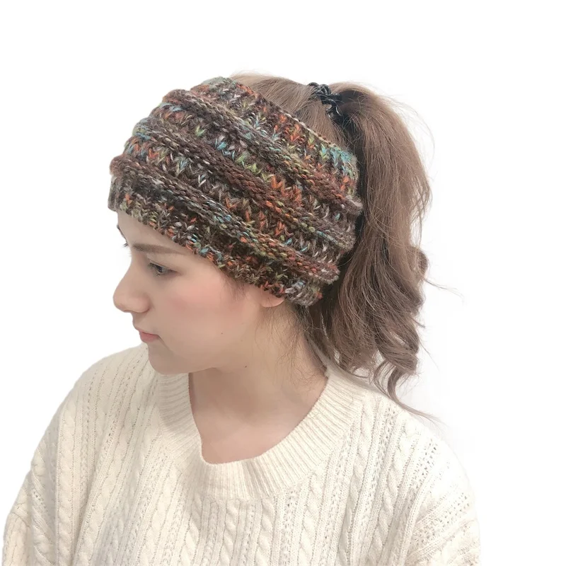 New Headwear Knitted Crochet Headband Turban Winter Ear Warmer Headwrap Elastic Hair Band for Women's Wide Hair Accessories