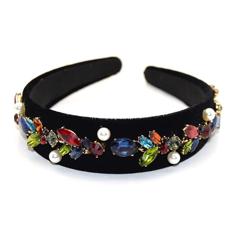Vintage bridal headdress Gem Beads Women Flower Baroque Hairband Crystal Headband Bridal tocado boda headbands Jewelry|Украшения для
