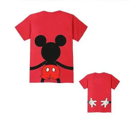red Mickey Семья футболки в тон, для мамы, папы, дочки и футболка для сына Футболки-топы одежда для мамы и меня мама девочки; дети семейная одежда с рисунком из мультфильма - Цвет: red Mickey