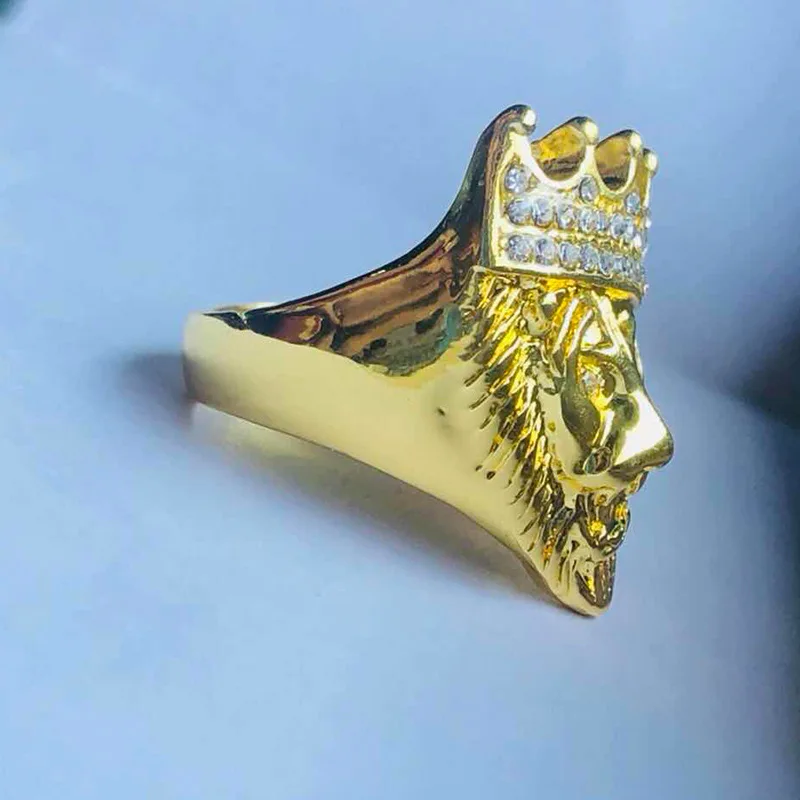 Хип хоп Рок Рэп ледяной из Bling Золотые кольца с кристаллами страз золотой тон
