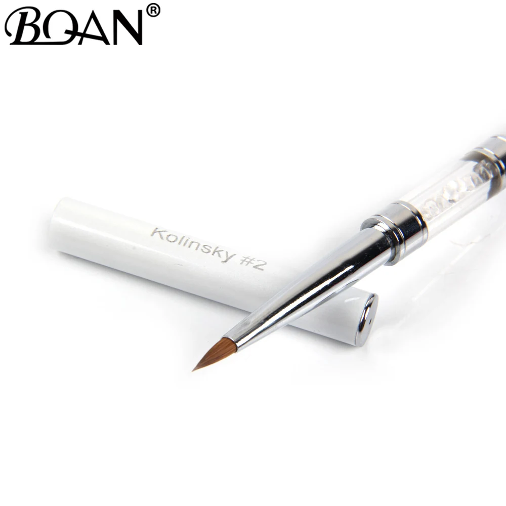 BQAN#2#6 колинский из соболя для ногтей художественная щетка двойные головки акриловые кисти для ногтей ручка со стразами ногти DIY инструмент для маникюра