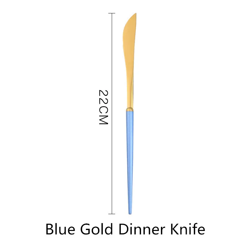 Blue Gold Knife 1 шт. столовый набор столовых приборов, ножи, вилки, ложки, Западная кухня, столовая посуда из нержавеющей стали, домашние вечерние столовые приборы, набор посуды - Цвет: Blue Gold Knife