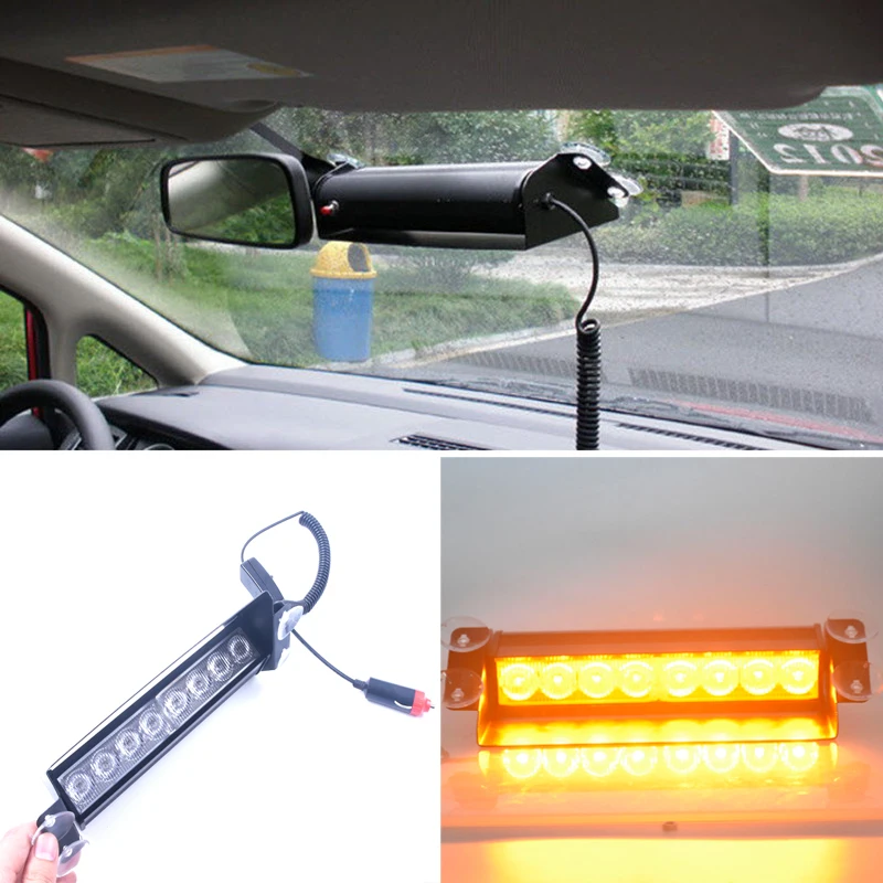 Авто 8 светодиодный полиции мерцающий светильник желтого цвета для подачи