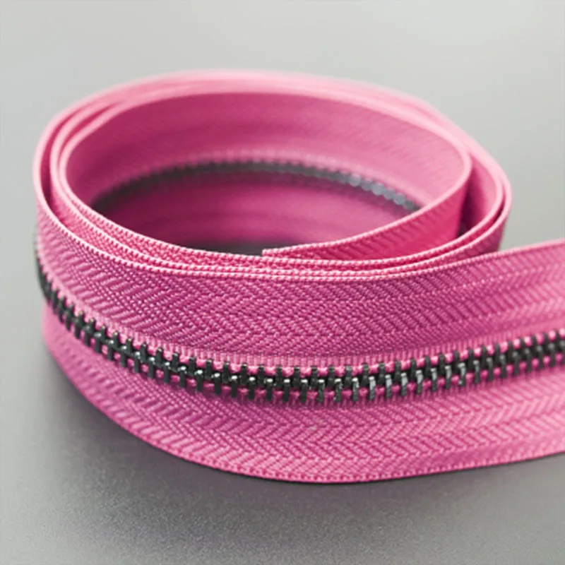 5 м/лот 5# Нейлон молния DIY ручной работы сумки палатка рюкзак домашний текстиль молнии и аксессуары - Цвет: hot pink black