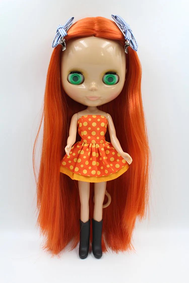 Оранжевый Blygirl кукла оранжевый прямые волосы Blyth Кукла тело мода может переделать макияж Модная Кукла пшеничная мышца - Цвет: Оранжевый