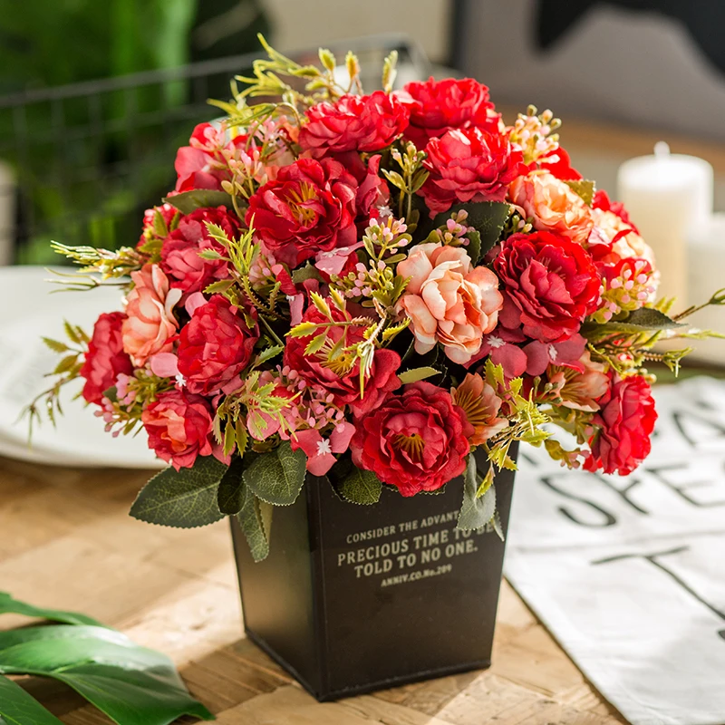 3 шт. пионы искусственные цветы Китай высокое качество шелковая Цветочная