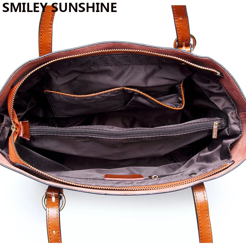 Женская сумка SMILEY SUNSHIINE из натуральной кожи, большая сумка, модные женские сумки с короткими ручками, большая женская роскошная сумка на плечо