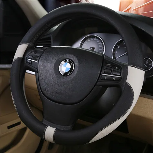 Чехол рулевого колеса автомобиля кожаный размер 38 см для VW Skoda Chevrolet Ford Nissan и т. д. 95% автомобилей - Название цвета: gray