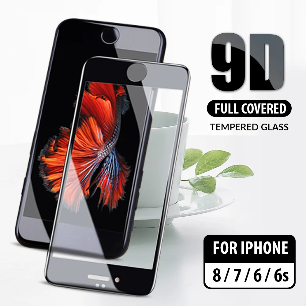9D изогнутое закаленное стекло для iPhone 8 7 6 S Plus защита экрана полное покрытие краев