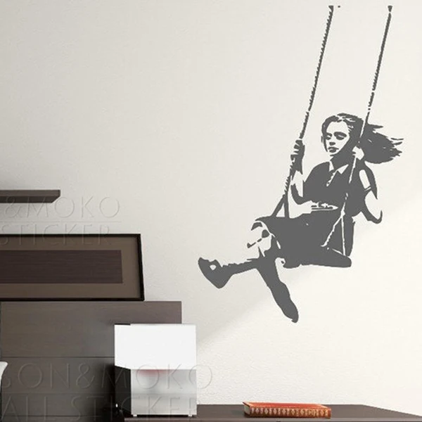 Dark Grey Banksy на стену Стикеры обои для танцев для маленьких девочек студенческие свободу виниловая художественная Наклейка Настенная Наклейка Спальня 60x90 см украшение дома - Цвет: Dark Grey
